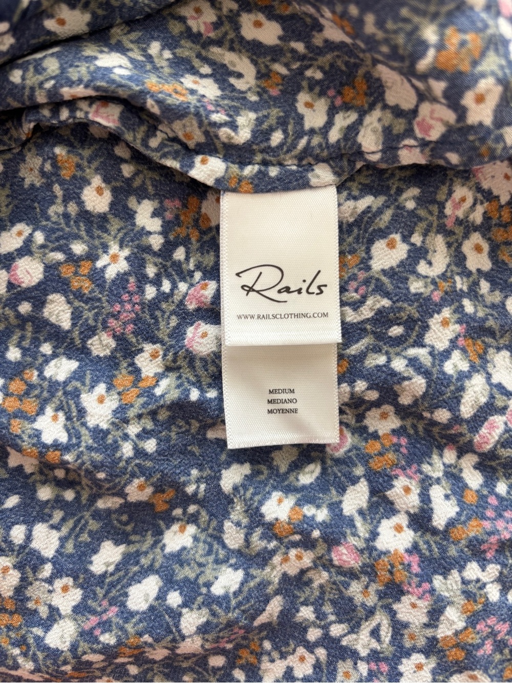 Rails Zana Boho Blue Ditzy Floral Cottagecore Smocked Waist Mini Dress Medium - Picture 7 of 7